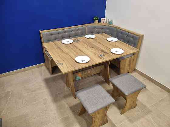 Уголок Семейный со столом и 2 табурета 114х154 см Ткань / Дуб Флагшток Львов