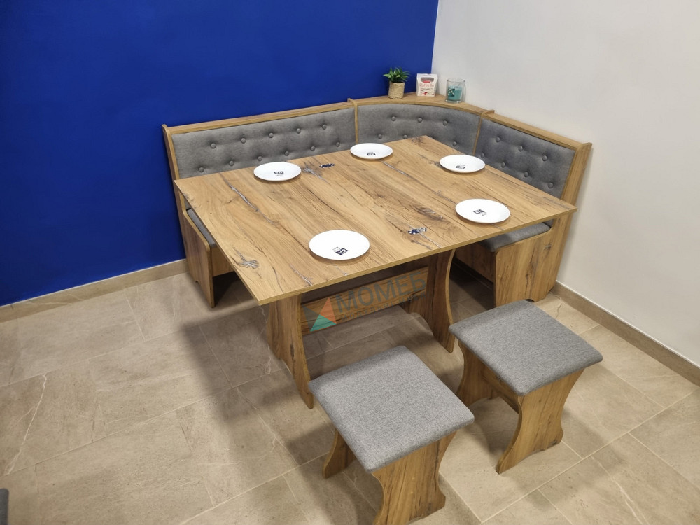 Куток Сімейний зі столом та 2 табуретки 114х154 см Тканина / Дуб Флагшток Львів - фото 2