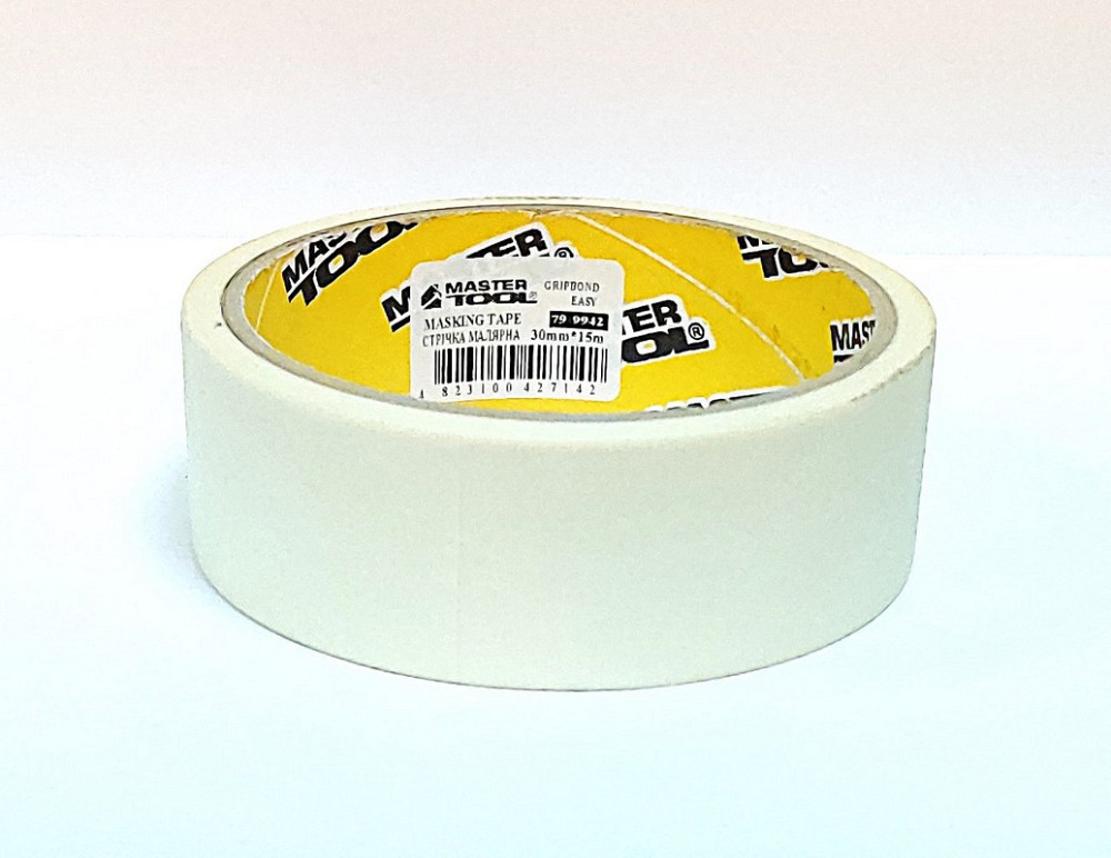 MASTERTOOL Стрічка малярна універсальна MASTERTOOL GripBond Easy 30 мм×15 м біла 79-9942 Коломия - фото 1