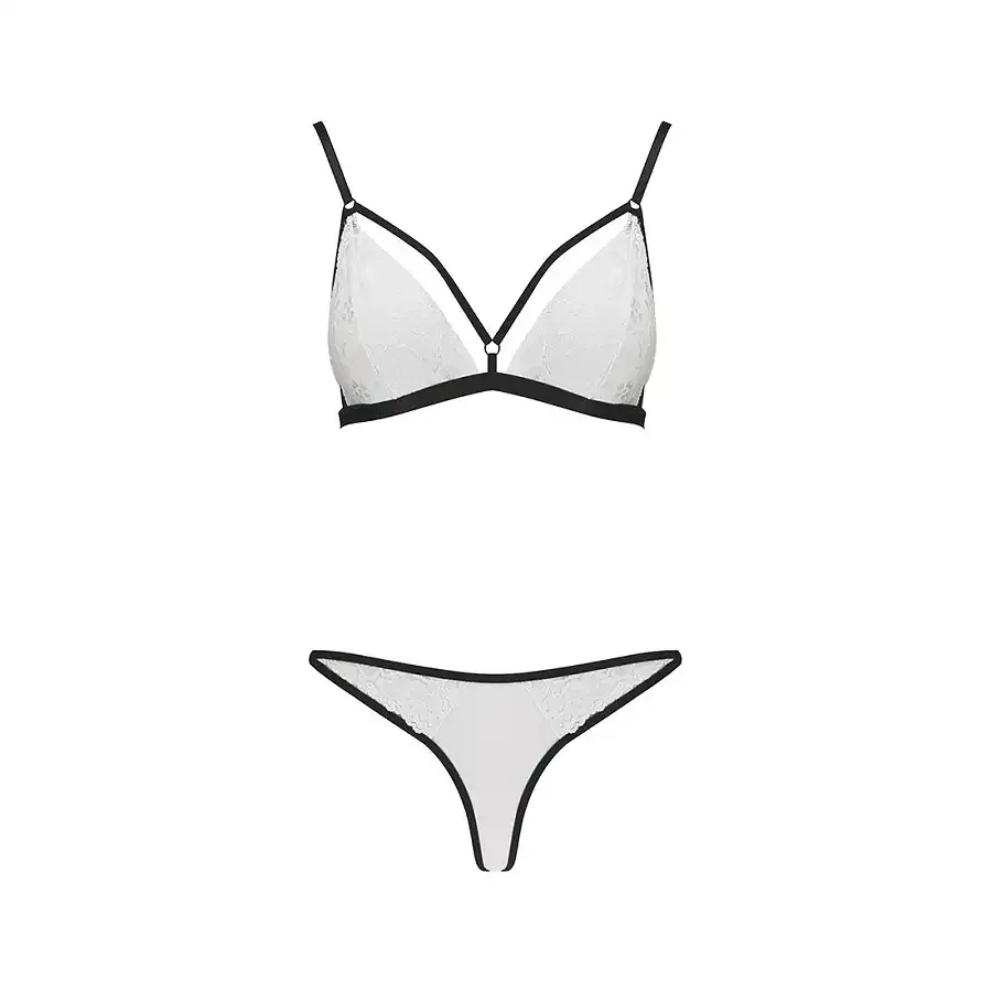 Комплект білизни Passion ORIHIME SET S/M, white, стрепи, ліф і трусики Львов - изображение 3