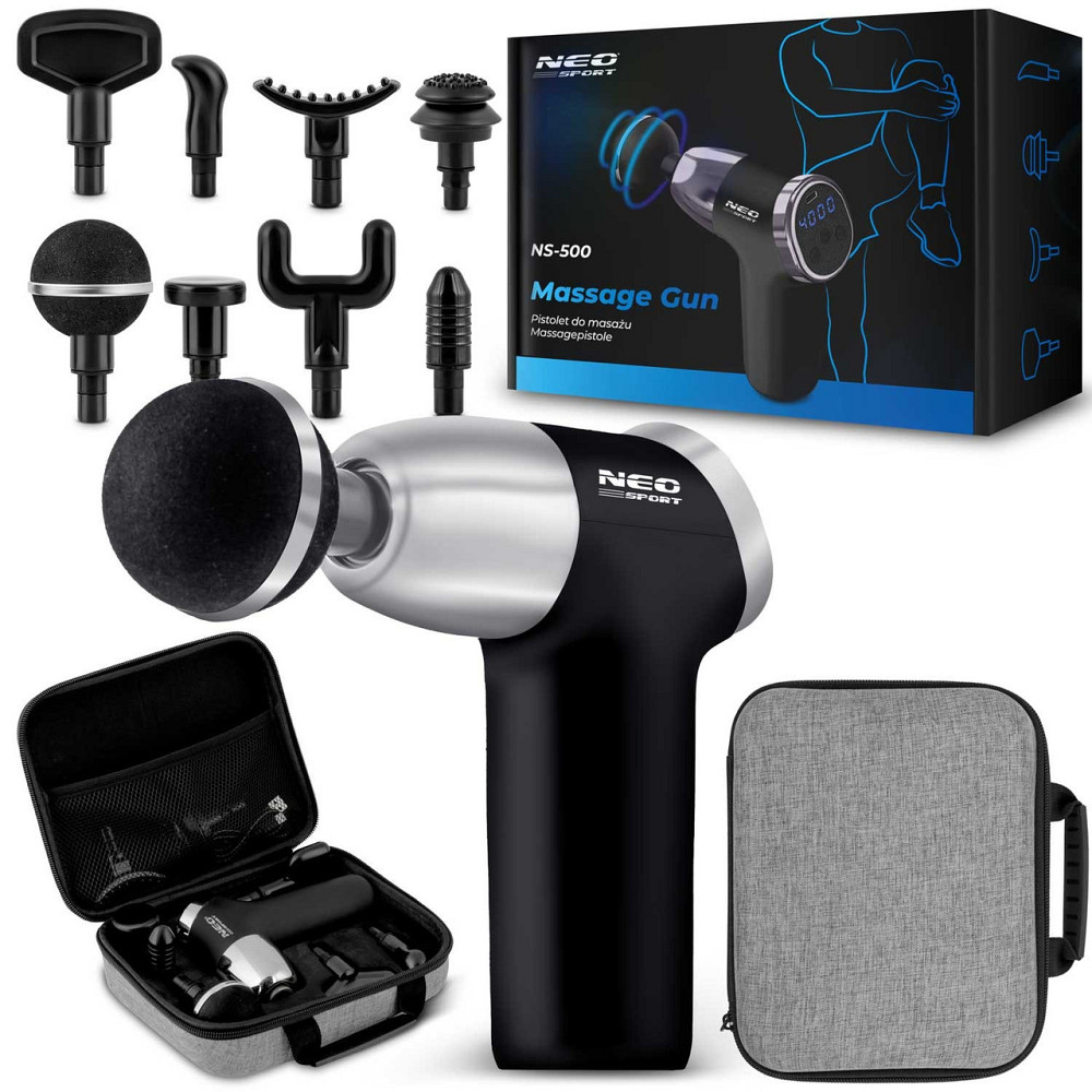 Массажный пистолет многофункциональный 8 накладок NS-500 Neo-Sport черный Киев - изображение 1