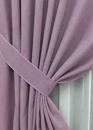 Комплект штор VR-Textil 100% блэкаут ASHEN NIGHT 200х270 2шт и Тюль 500х270 1844ш-1153т сиреневый с белым 71-083/6 Киев