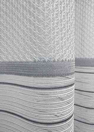 Короткий тюль VR-Textil 1937т Жакард Білий з сірим 450х145 см (42-1142) Київ