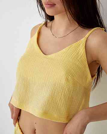 Женская летняя пижама майка с шортами Желтый L Харьков