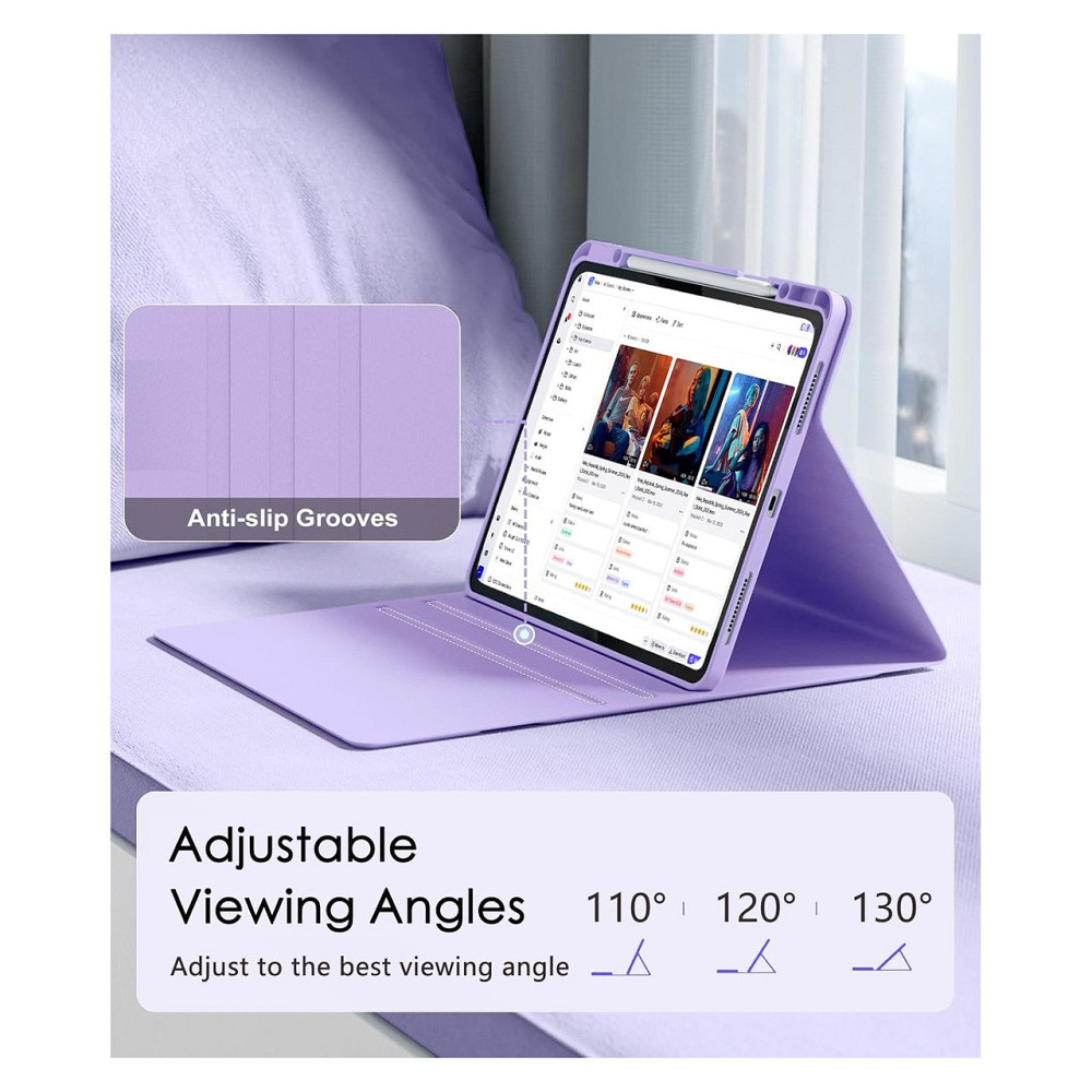 Клавіатурний чохол AMOUOGOEY QWERTZ для iPad Air 13 iPad Pro 12.9 світло фіолетовий Bluetooth трекпад підсвітка USB-C Київ - фото 5