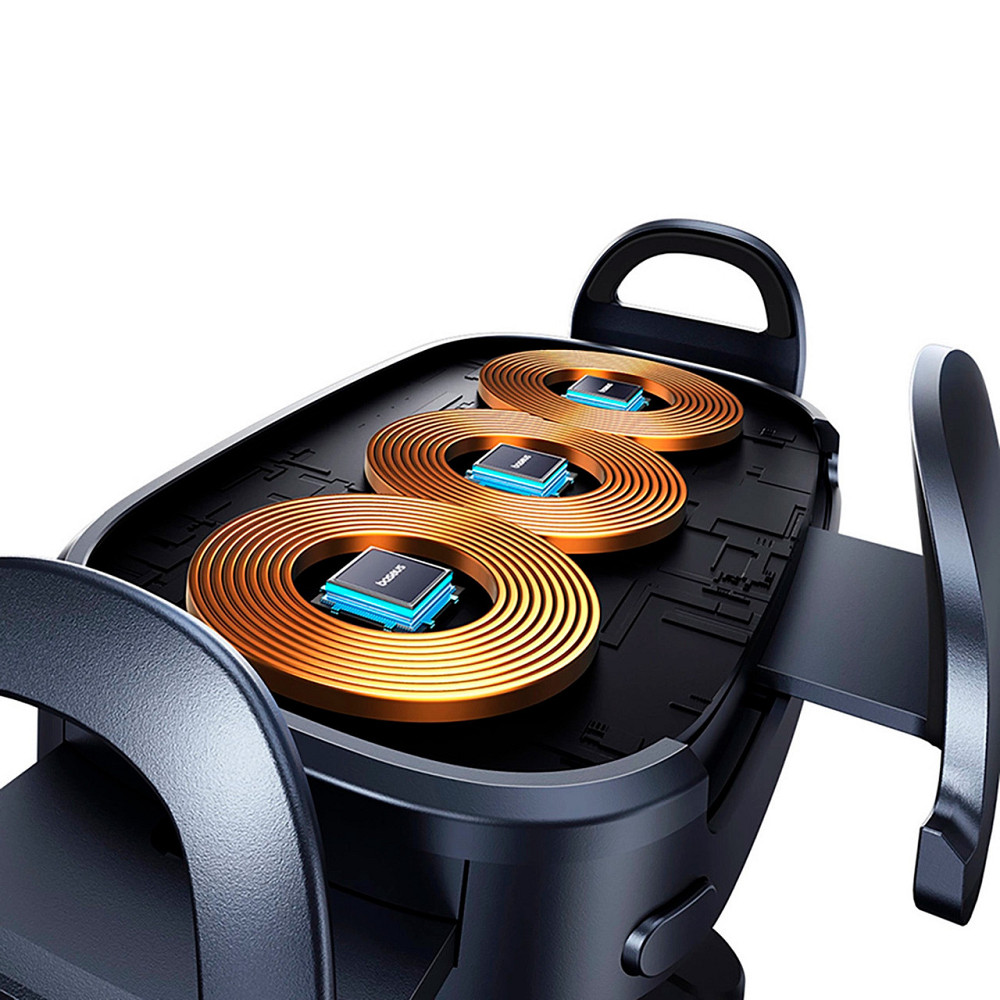 Автотримач для телефона з бездротовою зарядкою Baseus Black Київ - фото 9