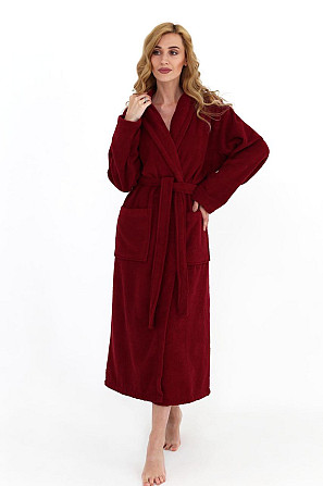 Жіночий халат Ideal Textile банний махровий бордовий S (56860761) Чернівці - фото 1