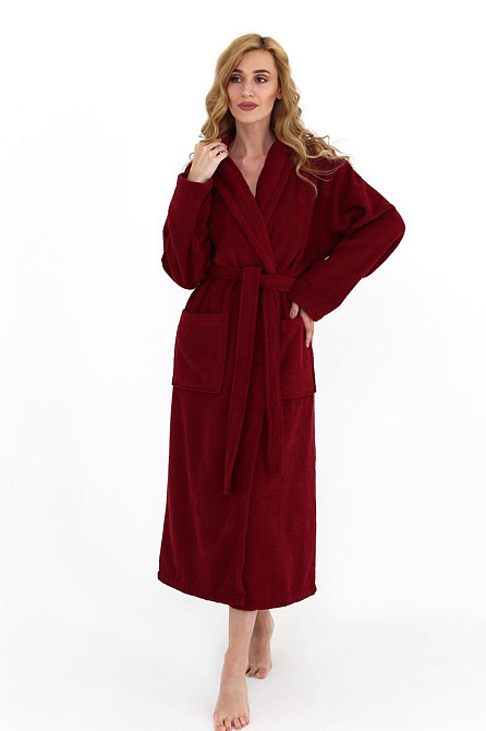 Жіночий халат Ideal Textile банний махровий бордовий S (56860761) Чернівці - фото 1