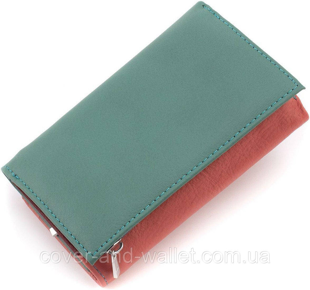 Пудровый женский кожаный кошелек на магнитах среднего размера ST 021 Бежевый Киев - изображение 2