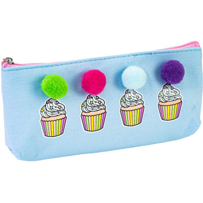 Пенал Cool For School з помпонами 1 відділення блакитний (CF87037) Вінниця - фото 1