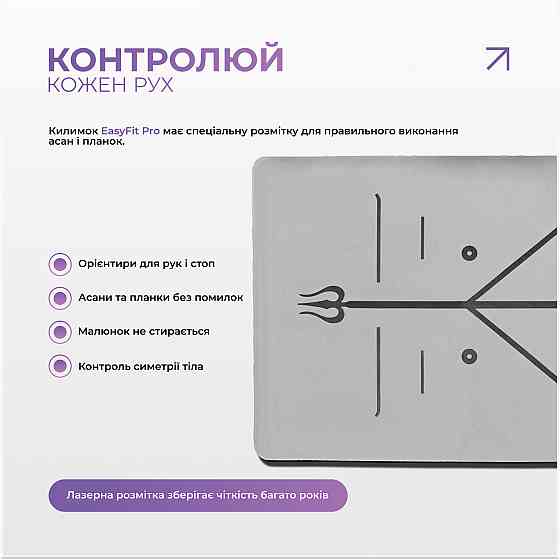 Килимок для йоги професійний EasyFit Pro каучук 5 мм Сірий Коломыя