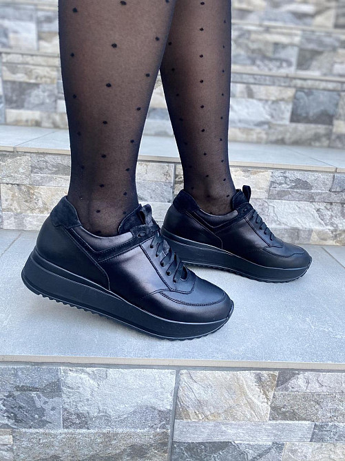 EMELI Кросівки жіночі EMELI 701/1 чорні (весна-осінь, шкіра+замша натуральна) (4122) Коломия - фото 6
