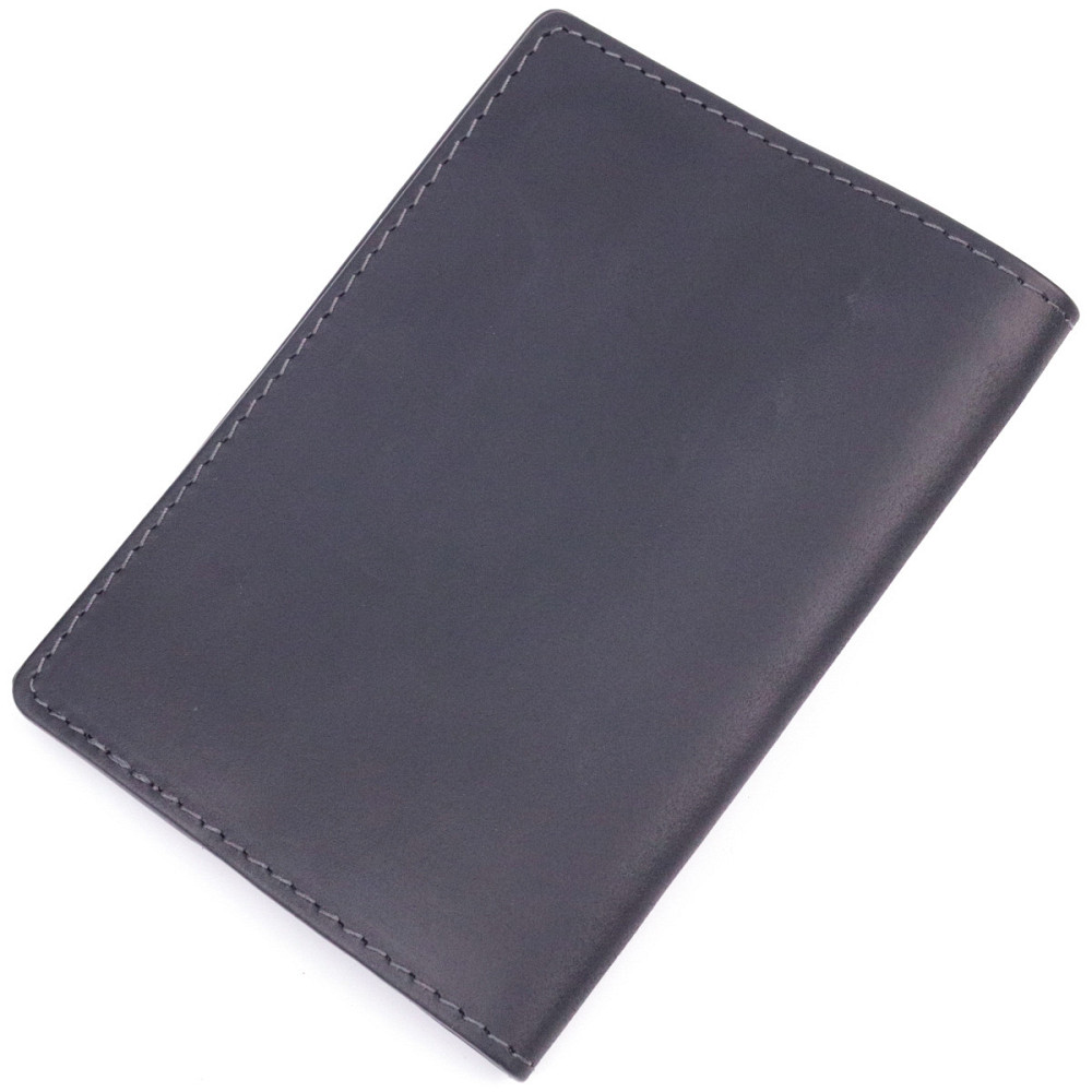 Стильна обкладинка на паспорт у вінтажній шкірі Карта GRANDE PELLE 16770 Чорна Київ - фото 2