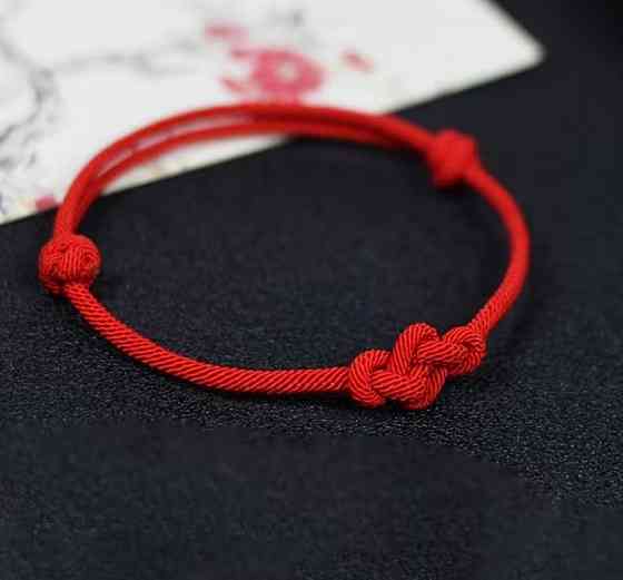 Браслет красная нить с узлом удачи, браслет оберег на руку от сглаза, регулируемый браслет Киев