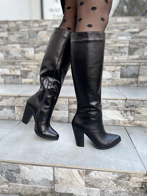 SANTINI Стильні жіночі зимові чоботи шкіряні на підборах чорні теплі, на хутрі 955720-11 р. 36- Коломыя - изображение 9