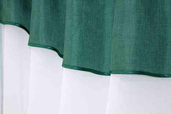 Кухонные шторы VR-Textil № 084к с ламбрекеном и подвязками белый с бирюзовым 270х170 см (52-0553) Киев