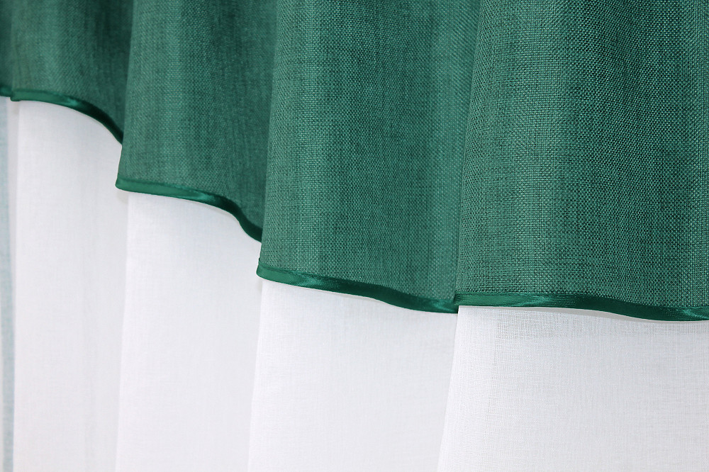 Кухонные шторы VR-Textil № 084к с ламбрекеном и подвязками белый с бирюзовым 270х170 см (52-0553) Киев - изображение 4