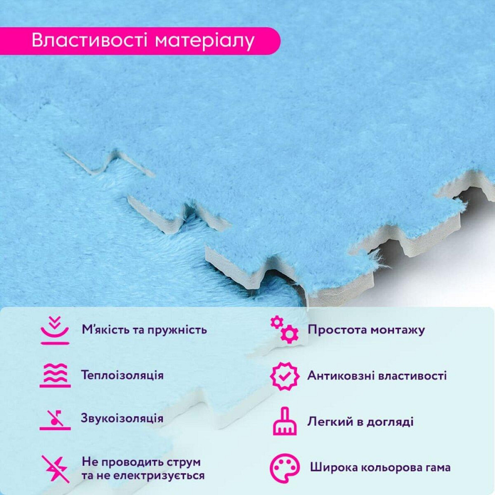 Пол-пазл плюшевый 30х30х1см Голубой (D) SW-00002090 Киев - изображение 4