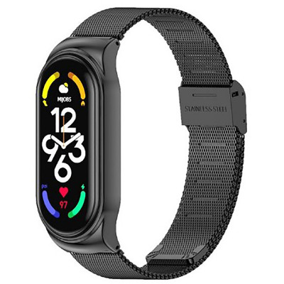 Ремінець до фітнес браслета BeCover Metal для Xiaomi Mi Smart Band 7 Black (707493) Вінниця - фото 1