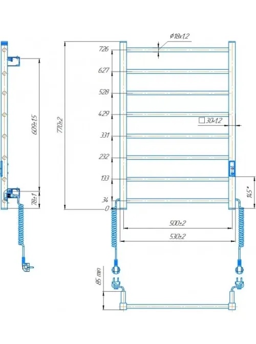Електрична рушникосушка Hygge Family Leeds 770x530 білий мат Київ - фото 4