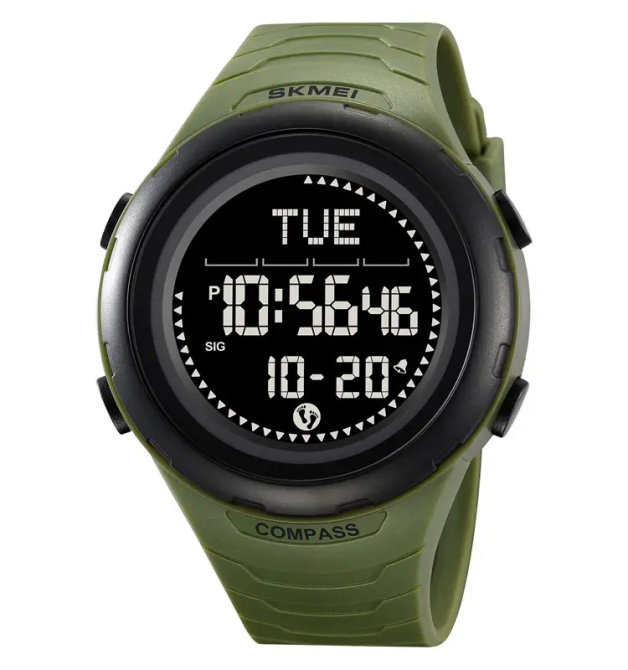 Годинник чоловічий наручний спортивний Skmei 2166 Compass з компасом і крокоміром (Зелений з чорним) Вінниця - фото 1