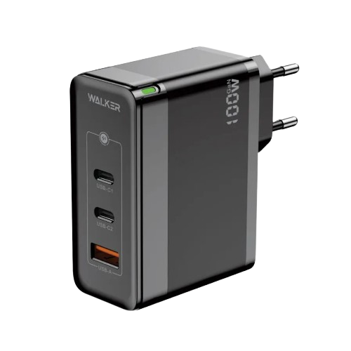 Зарядний пристрій мережевий USB/2Type-C QC+PD 100W чорний WALKER WH-47 Житомир