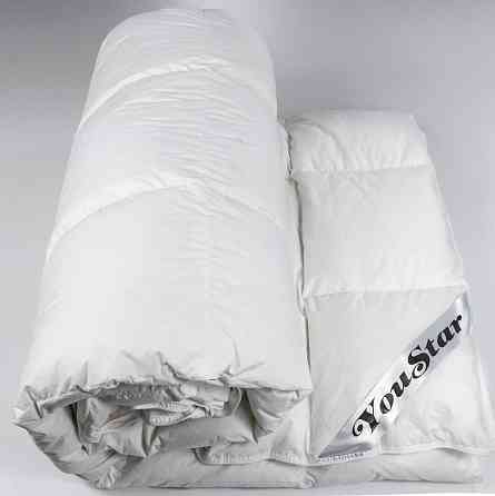 Ексклюзивна пухова Євро ковдра преміум якості YouStar 100% гусячий пух, Сатин, розмір 200х220 см (Білий) Суми