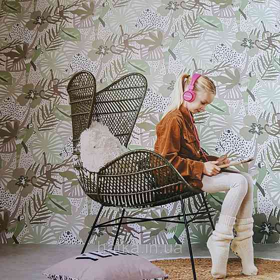 Шпалери флізелінові BN Doodleedo 0,53 х 10 м дитячі тропіки мавпи, папуги пальми монстери зелені сірі Київ