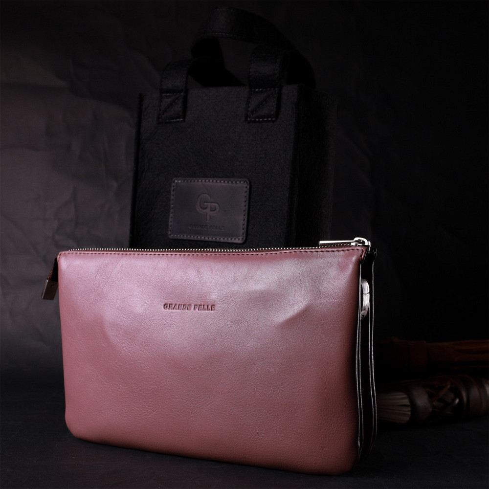 Красивий жіночий клатч із натуральної шкіри GRANDE PELLE 11634 Пудровий Київ - фото 1