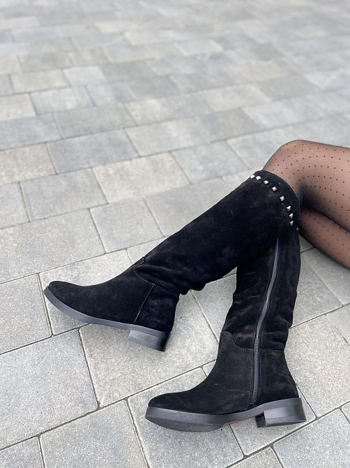 Nivelle Жіночі чоботи зимові з натуральної замші на низькому ходу чорні / Чоботи замшеві 5464/2 Коломыя - изображение 7