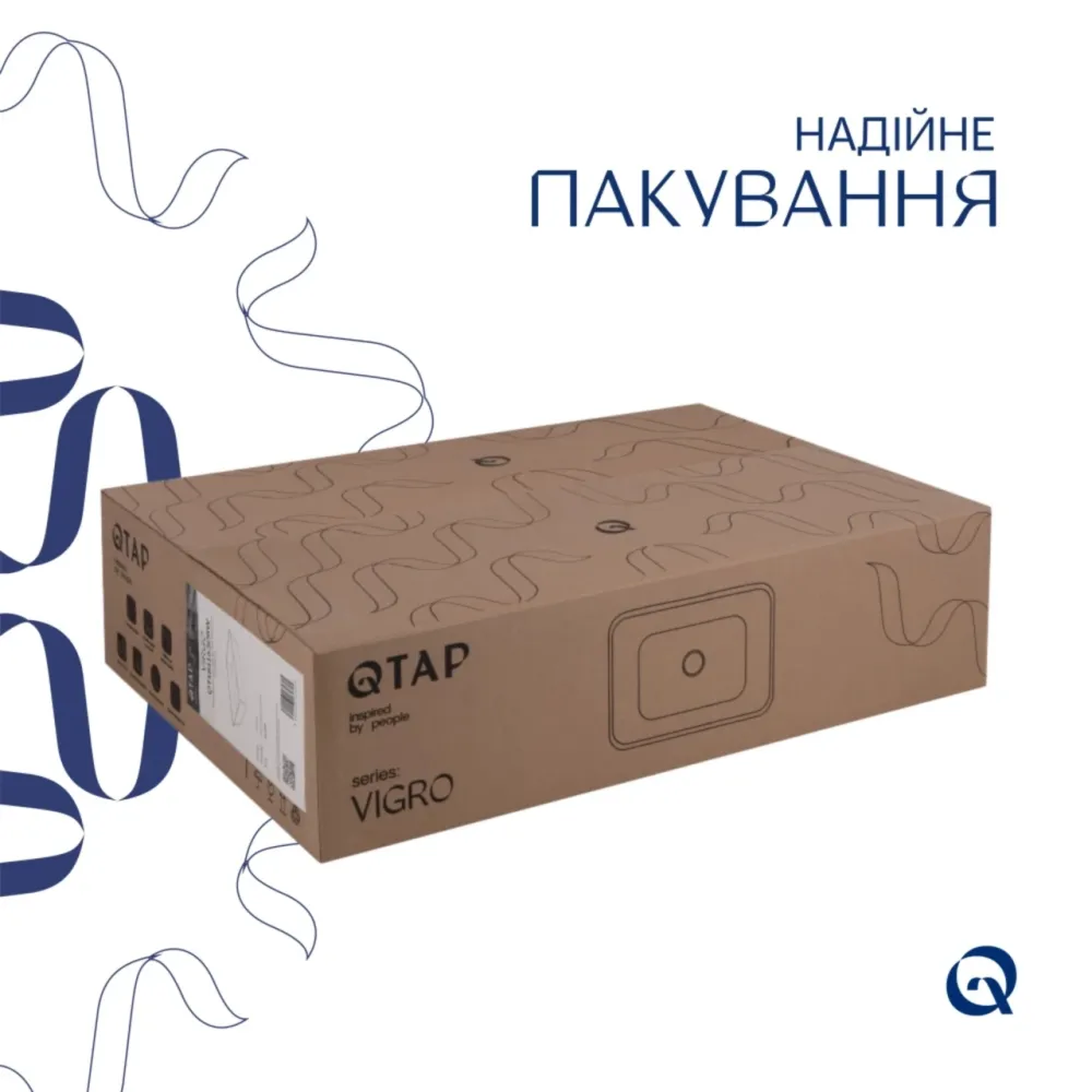 Комплект Qtap Virgo N: Раковина накладна 560x380x130 мм, White, прямокутна + Донний клапан Pop-up PU02 Київ - фото 12