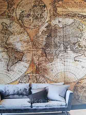 Шпалери вінілові на флізелін карта світу Київ