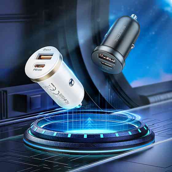 Автомобільний зарядний пристрій BOROFONE BZ22 Scenery dual-port PD30W+QC3.0 car charger set(Type-C to Type-C) Black (6941991105227) Київ