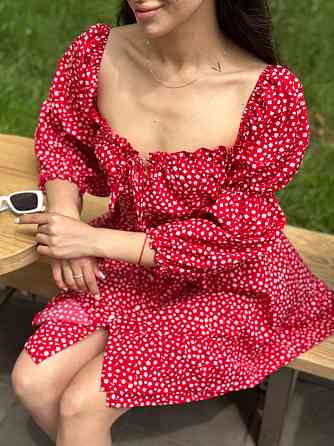 Жіноча сукня на гудзиках із зав’язками з тканини софт Червоний XS-S Харків