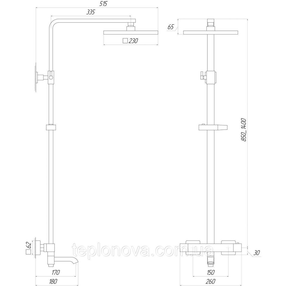 Душевая система Globus Lux Termostatic Q VAN-GLQ-0041T-BB Черновцы - изображение 4
