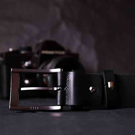 Стильний пояс під штани для чоловіків із натуральної шкіри Чорний (GRANDE PELLE) Київ