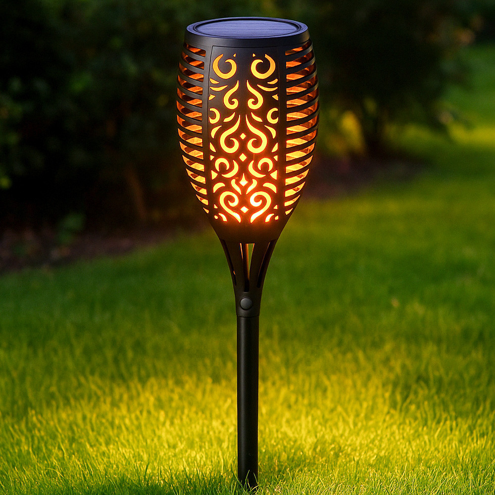 Садовий світильник на сонячній батареї 58см, 96LED, Solar flame / Вуличний ліхтар з ефектом полум'я Київ - фото 1