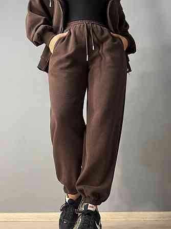 Костюм жіночий A-N 27066 спортивний оверсайз худі на блискавці та джогери коричневий, коричневий, L Київ