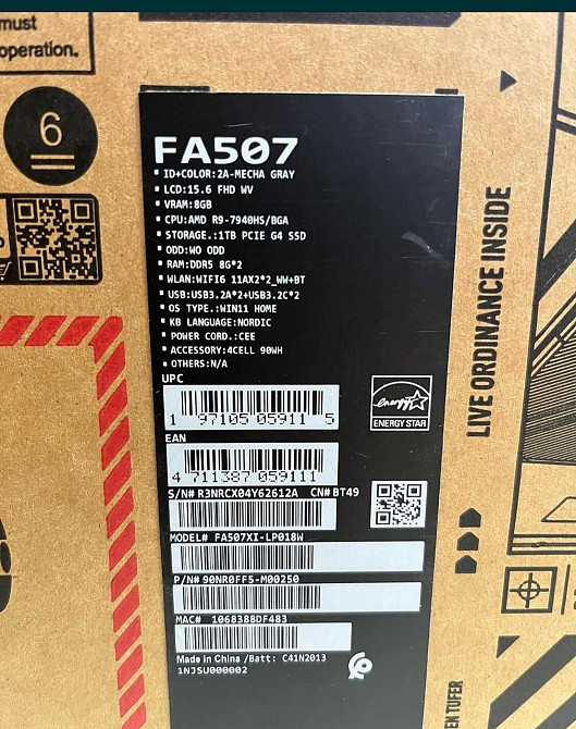 Ноутбук: ASUS TUF RYZEN 9 RTX 4070 7940HS RTX 4070 8Gb. RAM 16Gb. DDR5 SSD 1Tb. Харьков - изображение 4