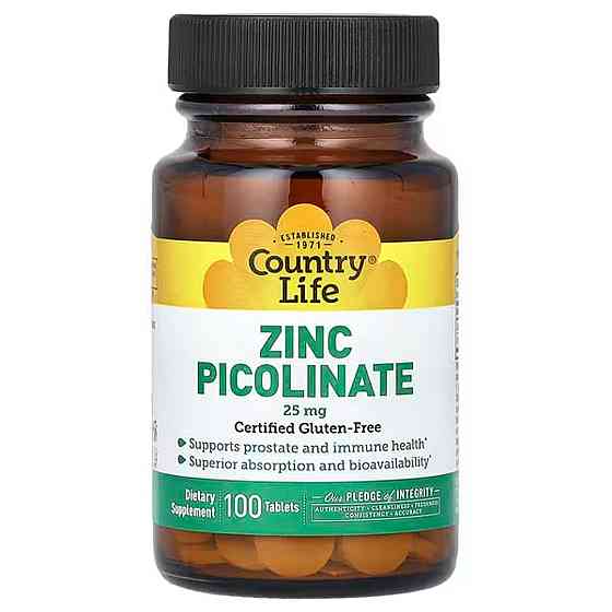 Цинк піколінат, Zinc Picolinate, Country Life, 25 мг, 100 таблеток Київ