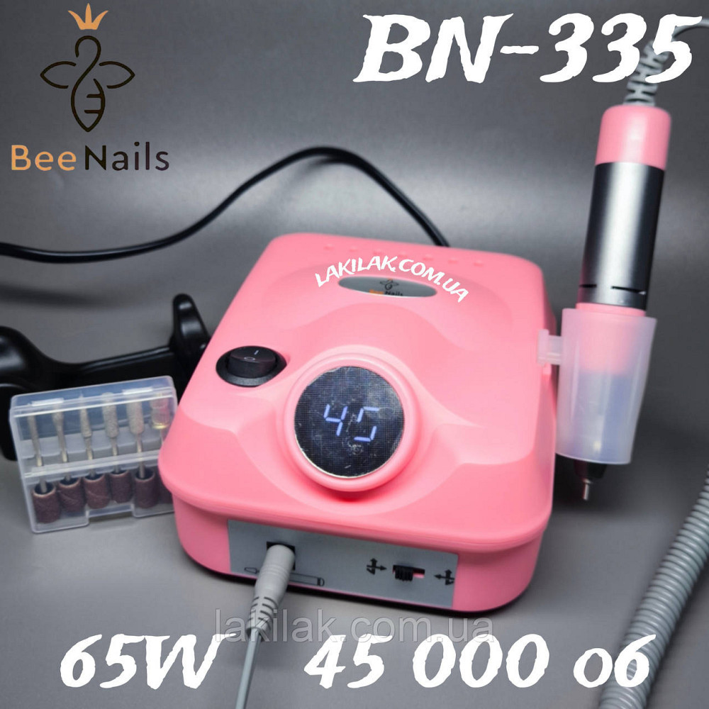 Фрезер для манікюру Bee Nails BN-335 65W 45тис. об/хв (рожевий) Херсон - фото 1
