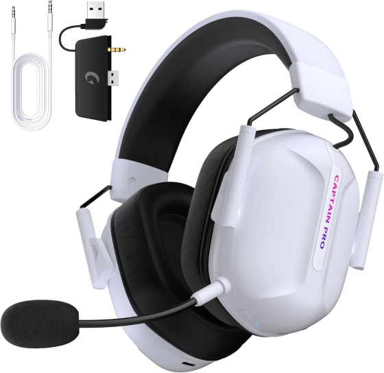 Бездротова ігрова гарнітура RYR Captain 560 White: Xbox, PS5, PC | Bluetooth 5.3 | 60 год роботи | 3D звук та Hi-Fi мікрофон Київ