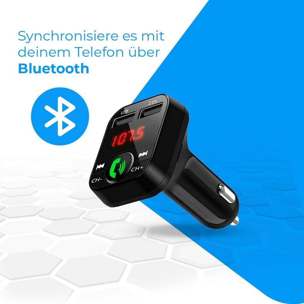 FM-трансмітер для авто NK FM2102 Bluetooth V5.0 Hands-Free мікрофон два USB QC 2.1A 12/24V Київ - фото 3