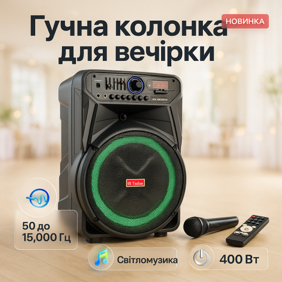 Портативна колонка SS-7272 акустична система з караоке акумуляторна + USB/SD/TF/Bluetooth/TWS QK-74 Львів