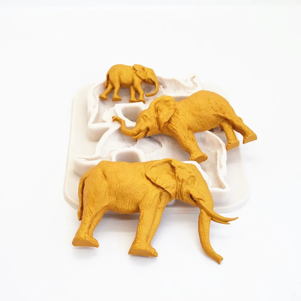 Молд силиконовый Слоны 160 на 130 мм серый Киев - изображение 3