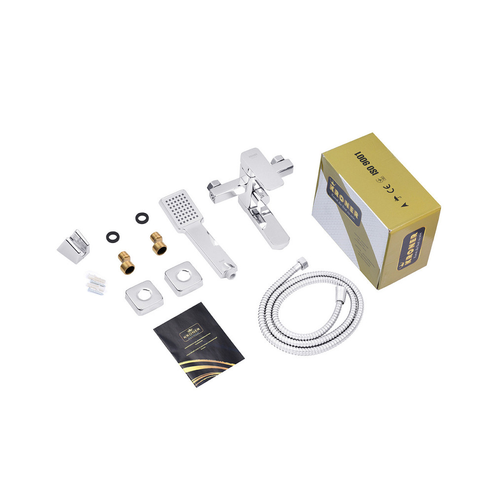 Змішувач для ванни Kroner KRM Ems - C060 з душовим гарнітуром, хром Київ - фото 8