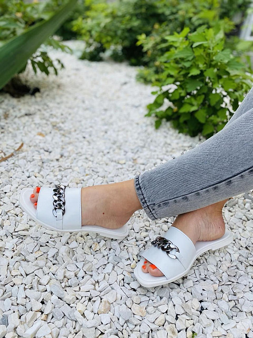 LaDi Шльопанці жіночі LaDi Цепи білі (літо, шкіра натуральна) (4592) Коломыя - изображение 3