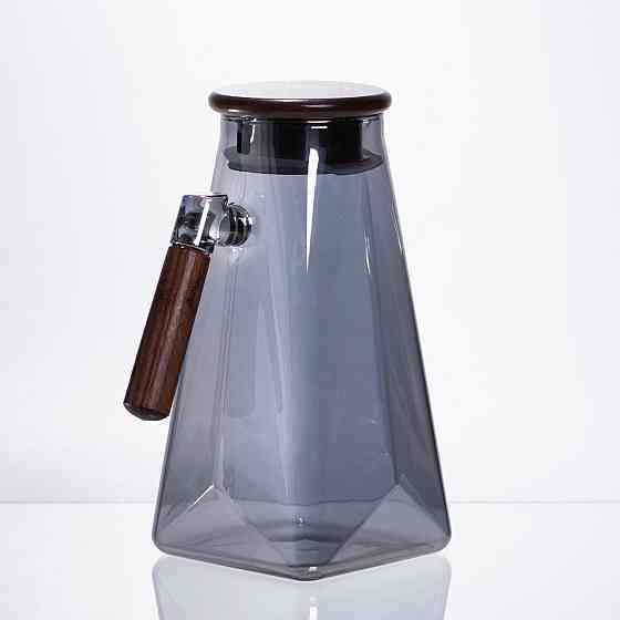 Глечик для напоїв скляний 1.8 л з бамбуковою кришкою 64486-73 Київ