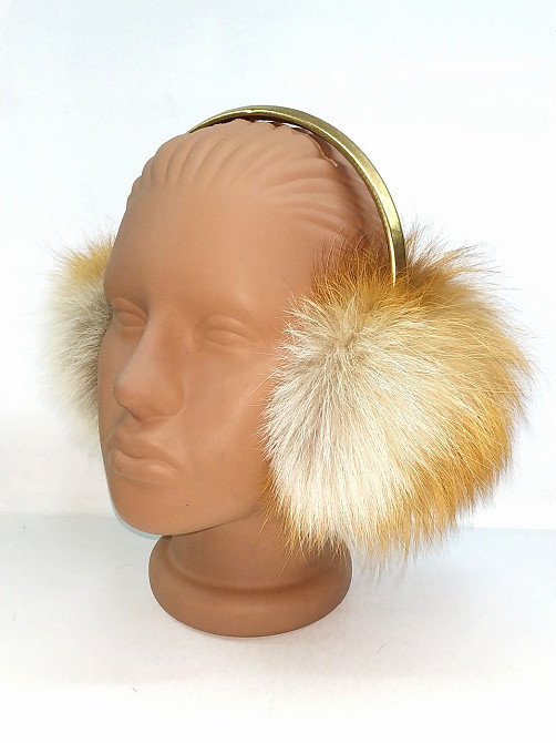 Навушники хутряні жіночі на золотому обідку Рудий Харків - фото 2