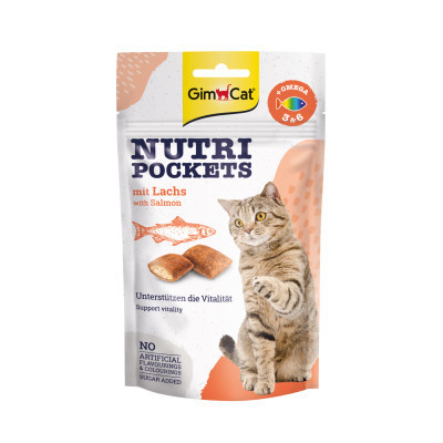 Ласощі для котів GimCat Nutri Pockets Лосось + Омега 3+6 60 г (4002064400730/4002064419299) Вінниця - фото 1